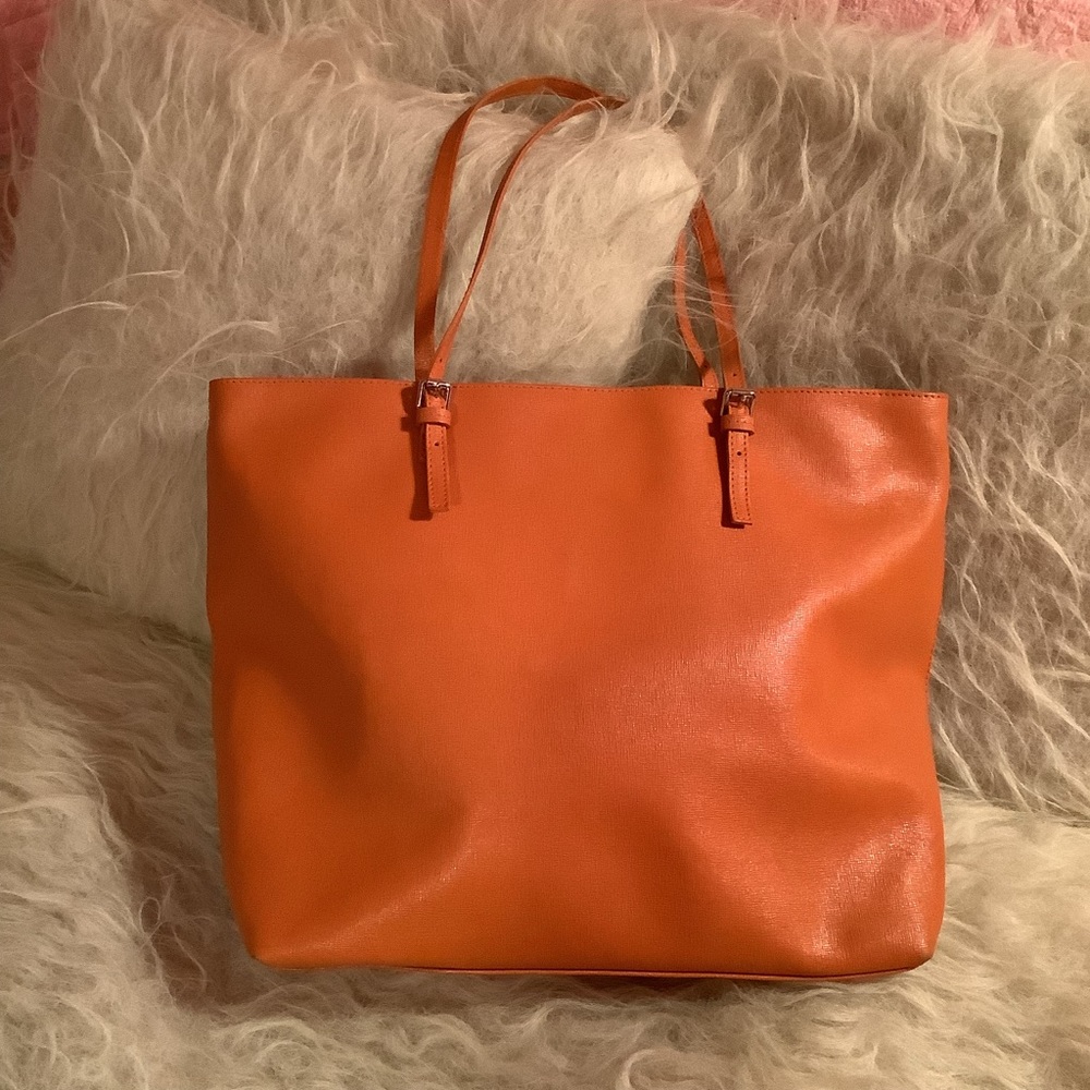 Furla Orange Leather Tote